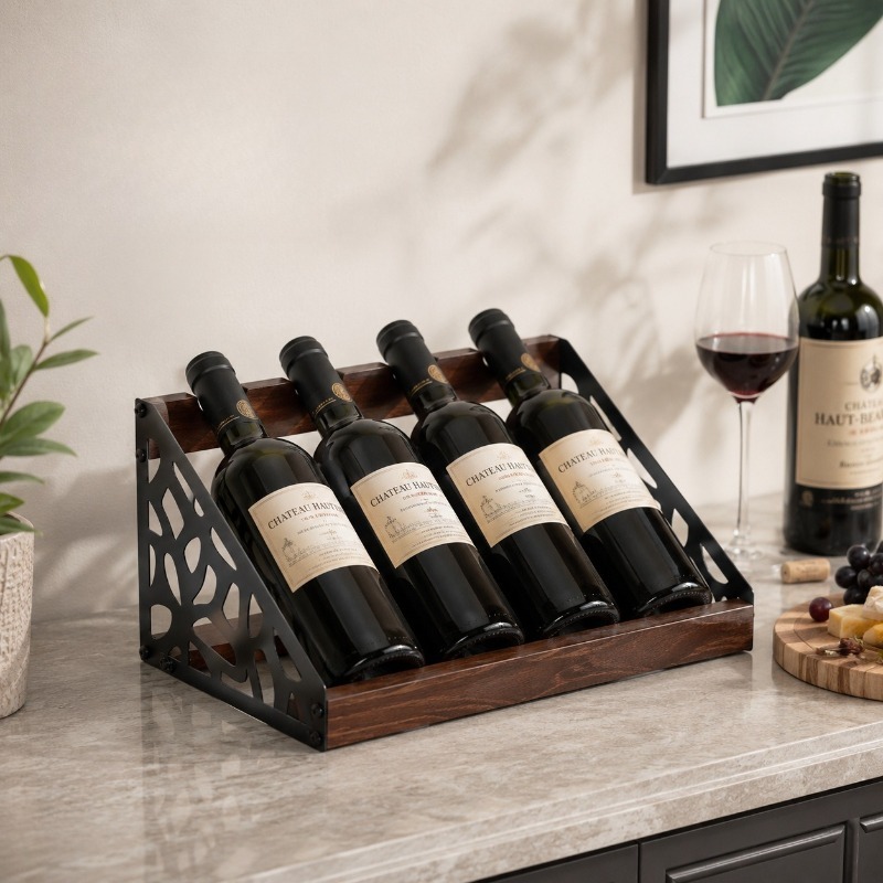Home Bar Shelf - Drewniany stojak na wino do domowego