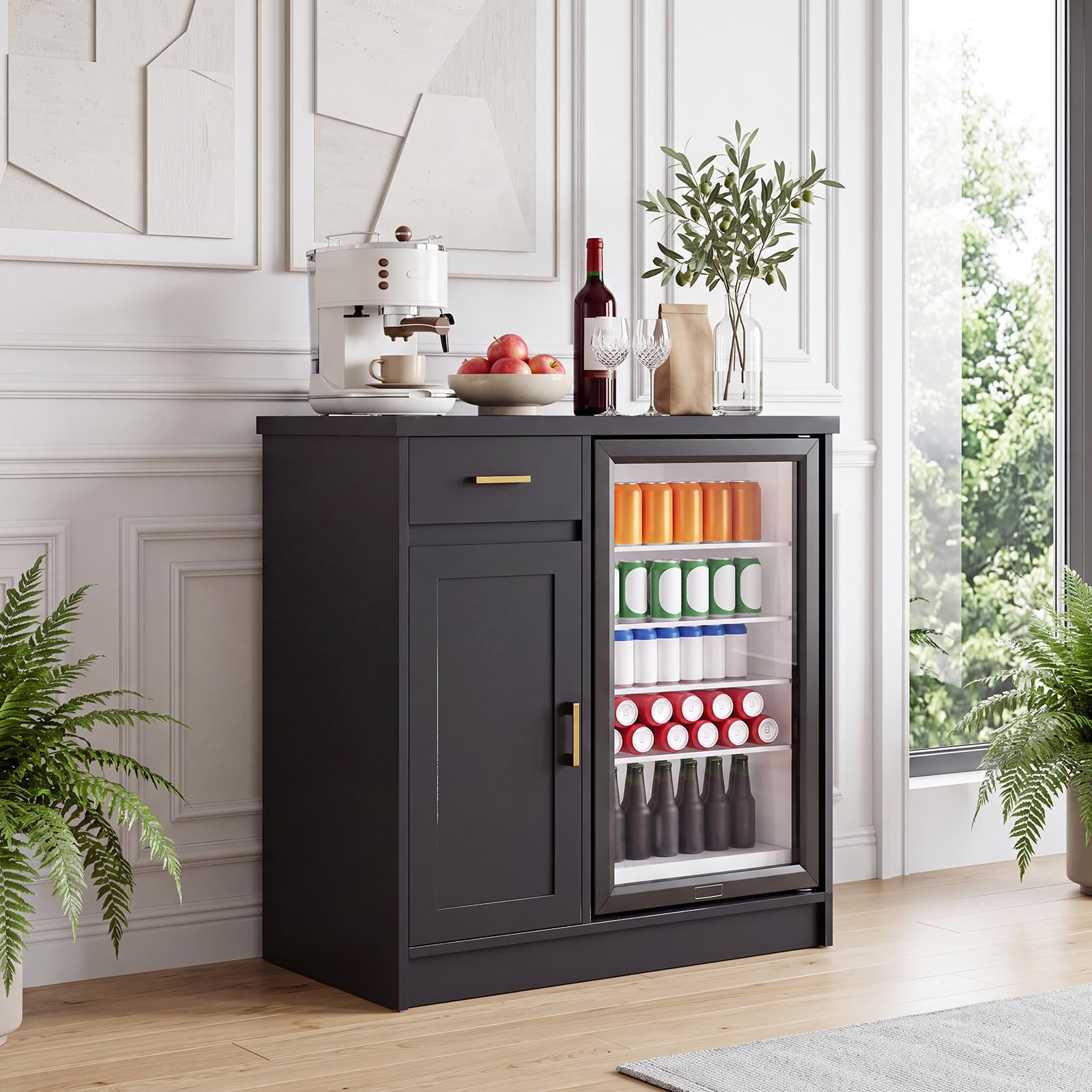 Home Bar And Fridge - Szafka barowa w stylu farmhouse o