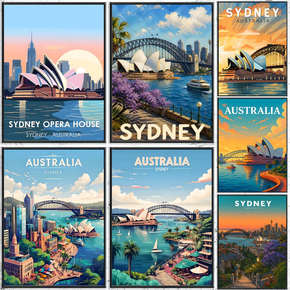 Home Bar Sydney - Plakat artystyczny Art Sydney Travel, samoprzylepne