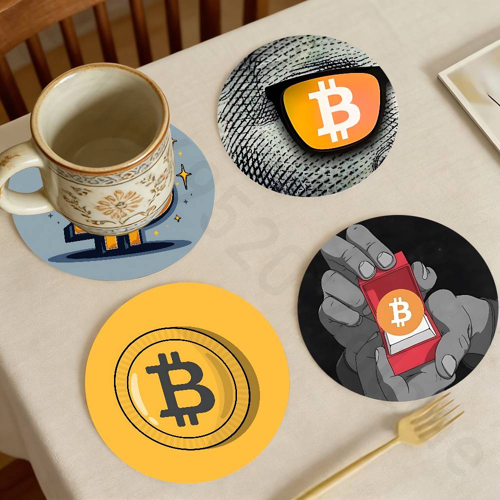 Bar Mat Rubber - Podkładka pod kubek z drewna Bitcoin